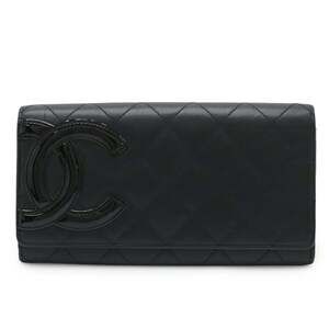 CHANEL Black Leather Logo Wallet